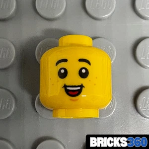 Lego New Yellow Minifigure Head Young Boy Kid Freckles Cute Smile Grin Tongue - Picture 1 of 3