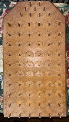 Vintage 1970s Wood Thread Spool Holder 69 Pegs Wall Rack Organizer - Image 1 of 4