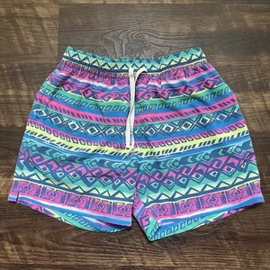 Chubbies Teal Multicolor Aztec Southwestern Tribal Hybrid 5.5” Trunks Shorts Med - Picture 1 of 10