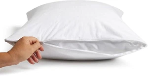 Linen Pillow Protectors Zippered (2 Pack, White), 100% Microfiber, Queen Size 20 - Picture 1 of 12