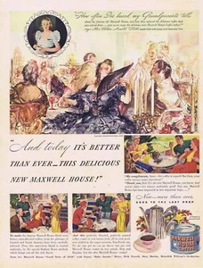 1940 Maxwell House Coffee Dinner Party Old South Print Ad - Picture 1 of 1