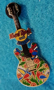 MEXICO CITY COLORFUL BIRDS PLANTS PATTERN UPRIGHT GUITAR 2005 Hard Rock Cafe PIN - Picture 1 of 1