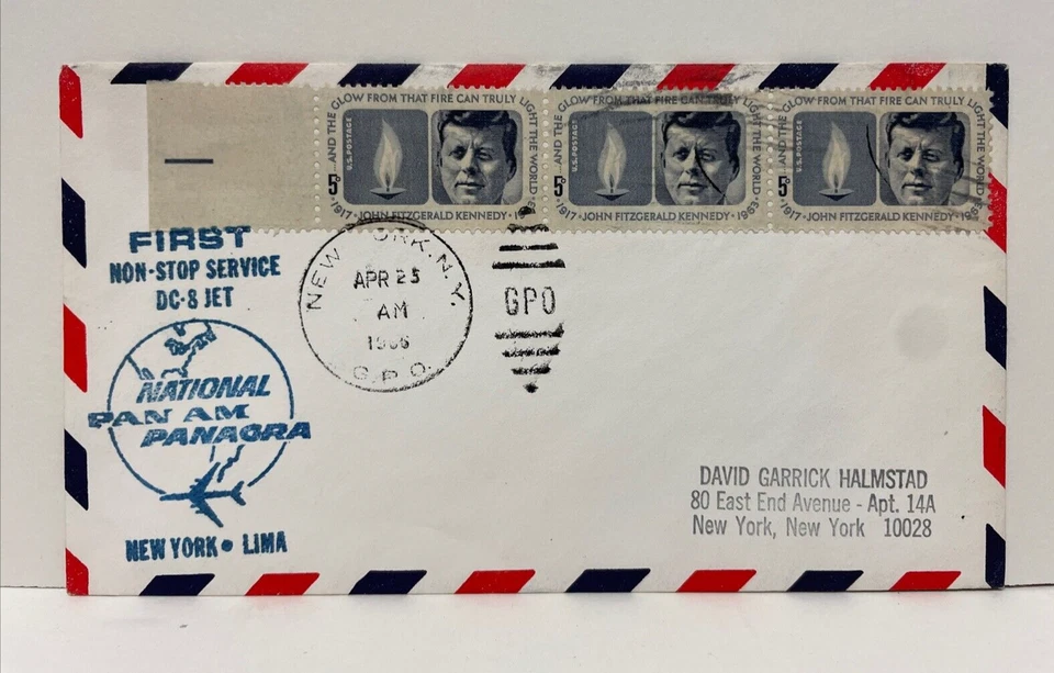 National Pan Am Panagra First Flight DC-8 Jet FDC New York - Peru (1966) - Image 1 of 2