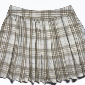 Plaid Y2K Pleated Skirt Brown Blue Pastel Mini Ruffle Whimsy Goth Schoolgirl MD - Picture 1 of 9