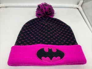 Batman Toboggan Beanie Hats Girls Purple Black Youth - FAST FREE SHIPPING - Picture 1 of 2