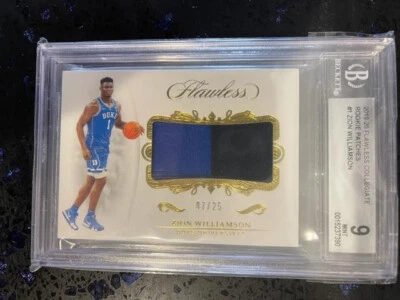2019 Panini FLAWLESS ZION WILLIAMSON Rookie Patch RC #7/25 🔥 BGS 9 - Image 1 of 2