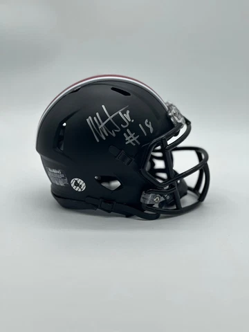 Marvin Harrison Jr Autographed Ohio State Buckeyes Mini Speed Helmet Matte Black Cover