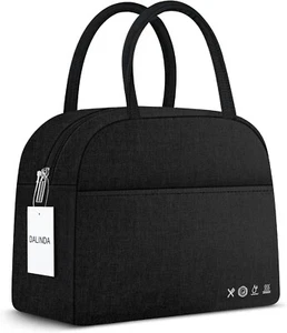 Insulated Lunch Tote Bag, Reusable Lunch Box for Travel, Work, Picnic, Black. - Picture 1 of 6