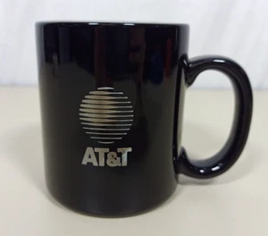 Vintage AT&T Ceramic Coffee Mug Logo Black White Silver - Picture 1 of 7