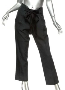 Pantalones para mujer MARNI verde oscuro de lana cintura alta con dobladillo crudo corbata frontal IT38 US2 XS - Imagen 1 de 4