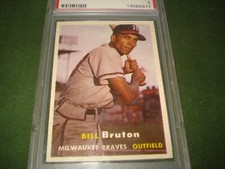 1957 TOPPS BASEBALL CARD BILL BRUTON #48 PSA 5, DEAD CENTERED, SHARP CORNERS