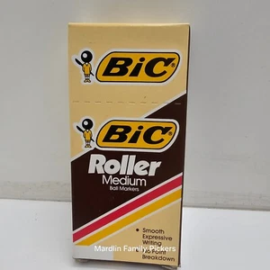 NOS Vintage BIC Roller Medium Ball Markers Pens Black 1 Dozen RM11 Original Box - Picture 1 of 5