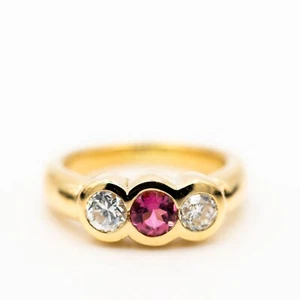 Anello 585/14K Oro Giallo Tormalina Diamanti 0.5 Ct TW/VS-SI Taglia 55 - Foto 1 di 2