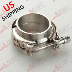 US Stainless Steel 2'' inch V Band Clamp With 2 Flanges Turbo Exhaust Downpipe - Picture 1 of 11