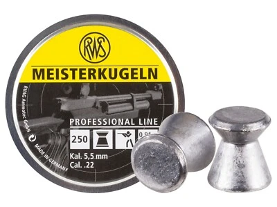 RWS Pro Line 250 Count MEISTERKUGELN Wadcutter 5.5mm .22 Caliber Premium Pellets