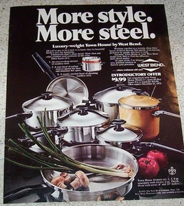 1973 impreso página de anuncio - West Bend Town House utensilios de cocina ollas sartenes ANUNCIO DE COLECCIÓN - Imagen 1 de 1