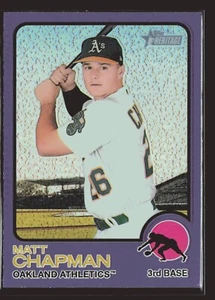 2022 Topps Heritage Chrome #59 Matt Chapman Purple Refractor Oakland A's - Picture 1 of 2