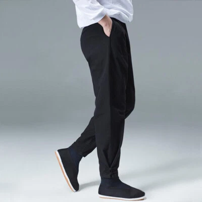Pantalones de Kung Fu Tai Chi Artes Marciales Pantalones para Hombres Deportes Gimnasio Pantalones para Correr Lino Foto 1 de 4