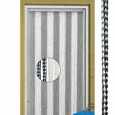Produktbild - Türvorhang 60x190cm blau/weiß Polyester Fadenvorhang, Sichtschutz für Wohnmobil