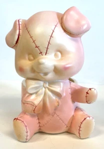 Maceta de flores vintage de porcelana cerámica rosa bebé cachorro perro - Imagen 1 de 6