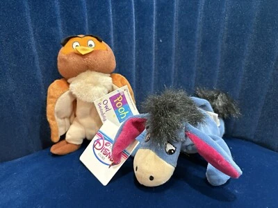 Disney Store Winnie the Pooh Eeyore And Owl Bean Bolso Peluche 8" Retirado De Colección Foto 1 de 4
