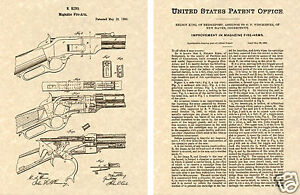 US PATENT of WINCHESTER 1873 REPEATING RIFLE Art Print READY TO FRAME!!!!!!! 