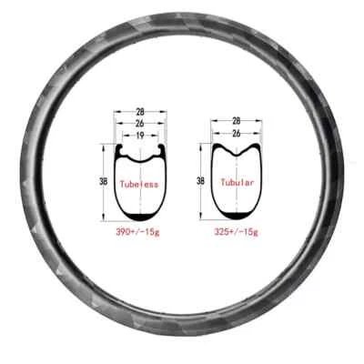 Bicicleta de estrada 700C 26 28mm largura aros de carbono disco V freio tubular sem câmara 20 24H  - Imagem 1 de 4