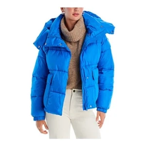 AQUA Cire Wonder Short Puffer Jacket Women's S Ocean Blue Zip/Snap Closure L/S~ - Picture 1 of 17