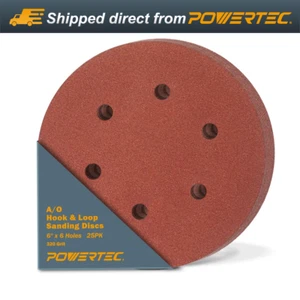 Powertec 45232 A/O Haken und Schlaufe 6-Loch-Scheibe, 6" 320er-Körnung, 25er-Pack - Bild 1 von 7