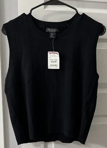 Rachel Zoe Fair Sweater Vest Pullover Top XL Crew Neck Black. NWT - Picture 1 of 4
