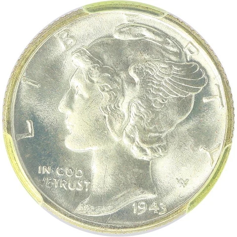 1943-D Mercury Dime 10C PCGS MS 63 FB Cover