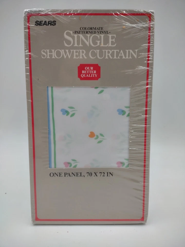 NUEVO Cortina de Ducha Vinilo Colormate Sears De Colección 70 X 72 Estilo 9107 Corazones y Flores Foto 1 de 4