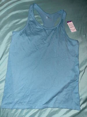 Jockey Essentials Women’s Sz M Seamless Textured Tank Top Aqua Blue Jersey - Image 1 of 4