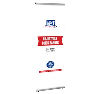 Adjustable Quick Banner Stand w/Carrying Bag Aluminum 35.4x74.81 Inch Display - Picture 1 of 8