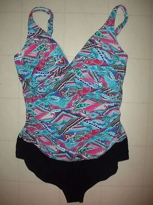 Profile by Gottex Multicolor Inca 1 PC V Neck  Underwire Swimsuit 10 NWT  - Image 1 of 2
