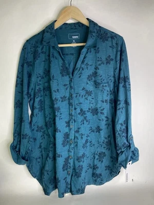 Blusa Top Camisa Manga Larga Sonoma Para Mujer XL Estampado Floral Algodón Abotonada Foto 1 de 4