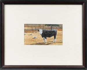 GREGORY DUNHAM ORIGINAL AQUARELL GEMÄLDE KUH BAUERNHOF LANDSCHAFT "RINDERPASTORAL" - Bild 1 von 8