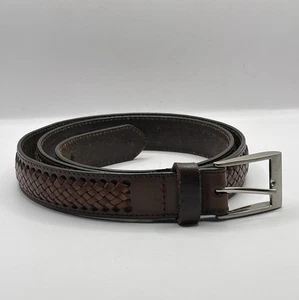 Cintura uomo vintage marrone intrecciata pelle bovina pieno fiore Argentina taglia 40 - Foto 1 di 8