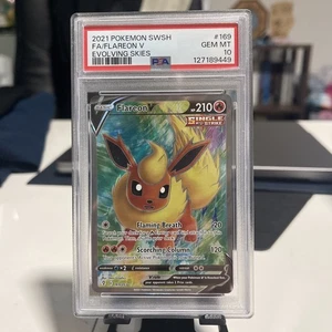 Pokemon SWSH Evolving Skies Flareon V Full Art 169/203 PSA 10 - Picture 1 of 1