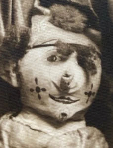 Little Girl With Scary Doll And  White Swan RPPC Postcard - Picture 1 of 6