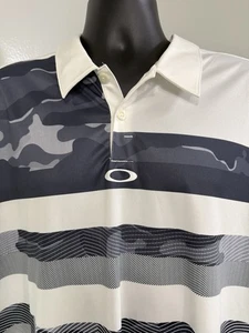 Oakley Herren Hydrolix Poloshirt weiß Tarnmuster Größe 2XL EUC - Bild 1 von 9