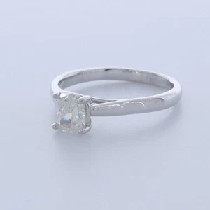 1.0CT LAB-CREATED DIAMOND E/VS2 CUSHION 18K WHITE GOLD CLASSIC SOLITAIRE RING - Picture 1 of 3