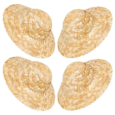  4 pezzi di cappelli di paglia in miniatura Mini cappelli per bambole - Immagine 1 di 4