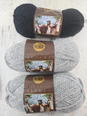 Hilos marca Lion Alpaca 3 madejas gris y negro lana de alpaca acrílico Foto 1 de 4