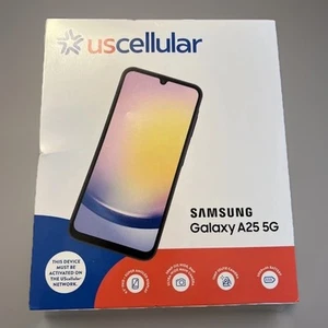 US CELLULAR SAMSUNG GALAXY A25 5G Blue Black Prepaid Smartphone BRAND NEW - Picture 1 of 2