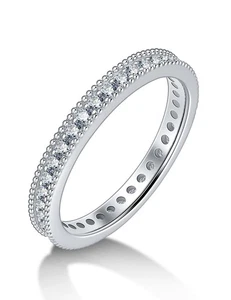 Moissanite Wedding Band for Women Channel Set Milgrain Stackable Full Eternit... - Picture 1 of 8