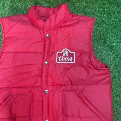 Vintage Coors Beer Puffer Vest by Swingster Men’s Medium Red USA NOS Never Worn - Image 1 of 4