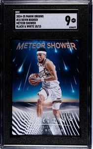 2024-25 Panini Origins #15 Devin Booker Meteor Shower Black and White SGC 9 #/15 - Picture 1 of 2