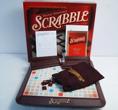 Deluxe Scrabble Rotating Board Game Turntable 2001 w/ Hourglass Timer COMPLETE - Image 1 of 4