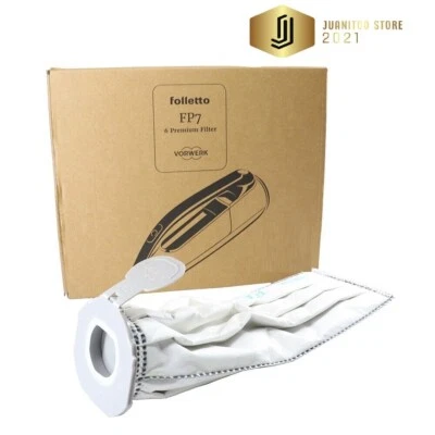 VORWERK FOLLETTO Confezione 6 sacchetti FP7 originali per Folletto VK7 Premium Filter